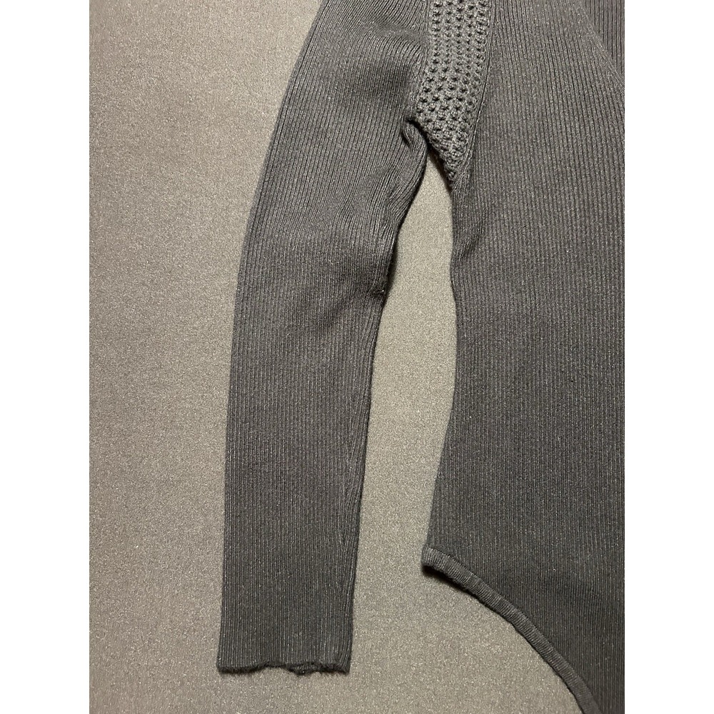 House of Harlow 1960 Black Long Sleeve V-Neck Ribbed Knit Bodysuit Womens Medium - Picture 5 of 16